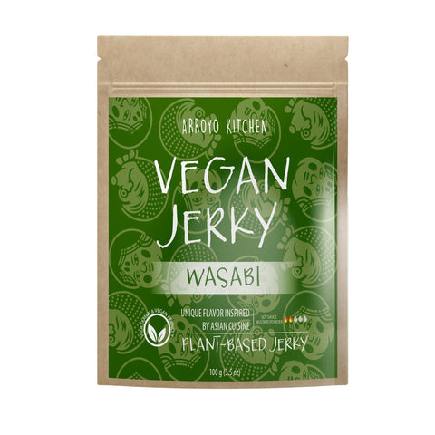 Arroyo Kitchen Vegan Jerky, Wasabi Flavor, Plant Based Protein, Vegan Snack, 3.5oz (100g) (Wasabi)