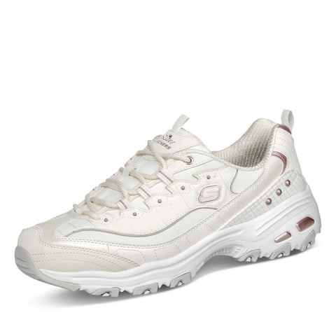 Skechers Women's Trainers, White Duraleather Lavender Trim, 11