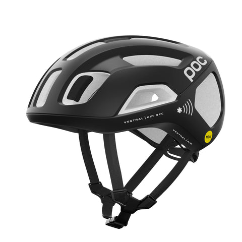 POC Ventral Air MIPS NFC Bike Helmet - Ideal helmet for adventure or wilderness rides thanks to NFC, Uranium Black/Hydrogen White Matt
