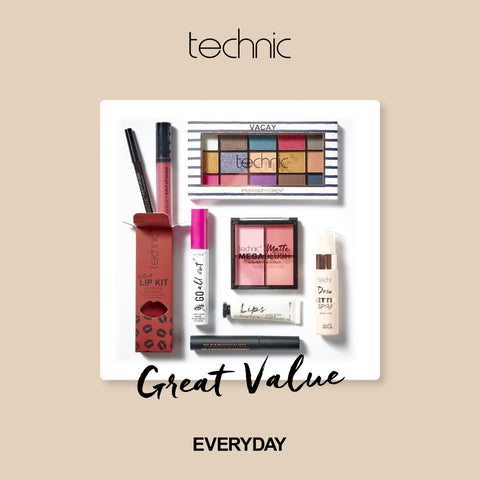 Technic 8Pc Full Face Make Up Gift Set - 8 Full Size Products for Eyes, Face & Lips - Value Set Perfect for Make Up Lovers - Vegan and Cruelty Free