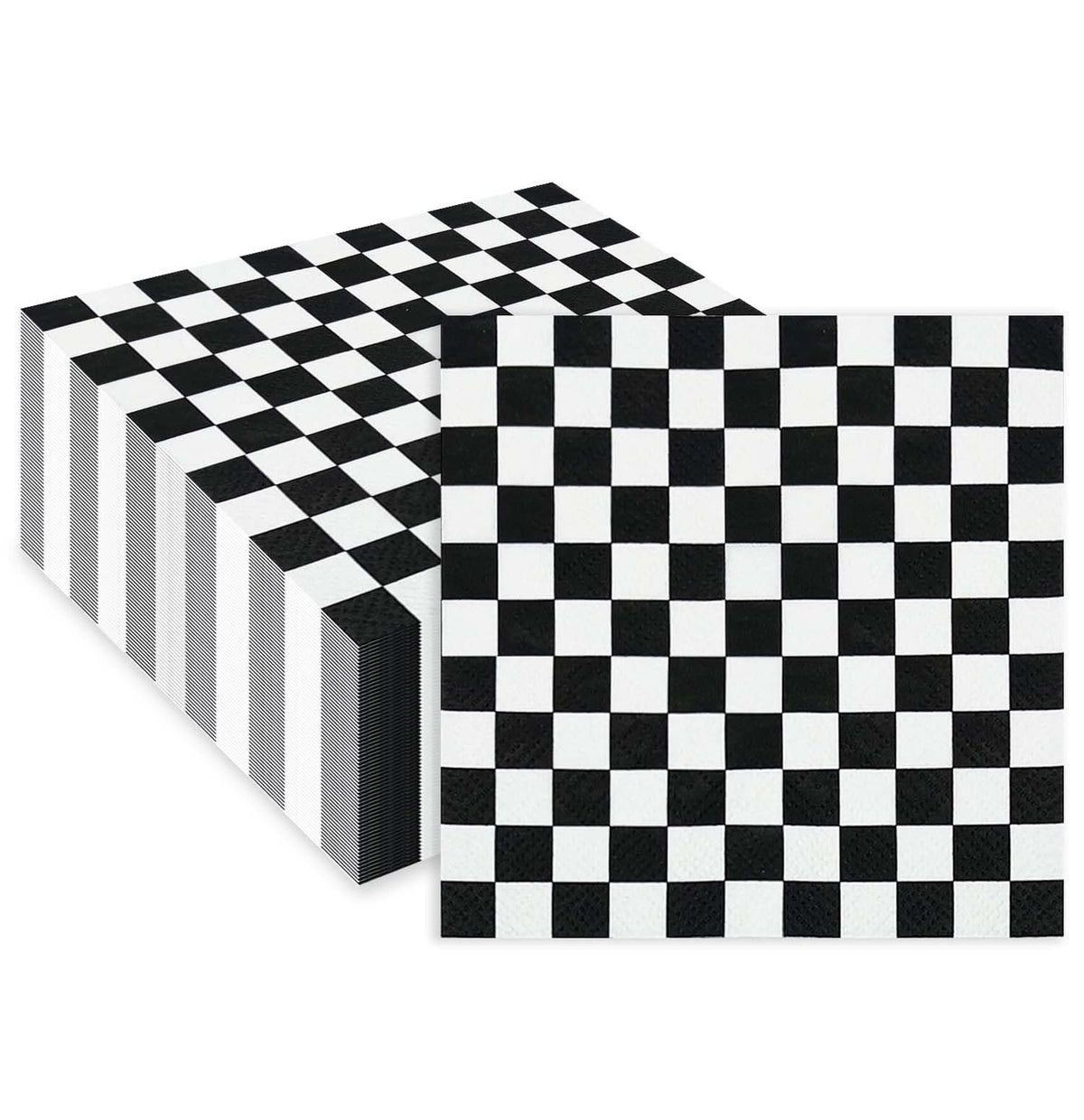 SietDESEO 50 Pieces 3-ply Checkered Flag Napkins Disposable Cocktail Napkins Paper Napkins for Dinner Birthday Racing Themed Party Black and White Checkered Napkins