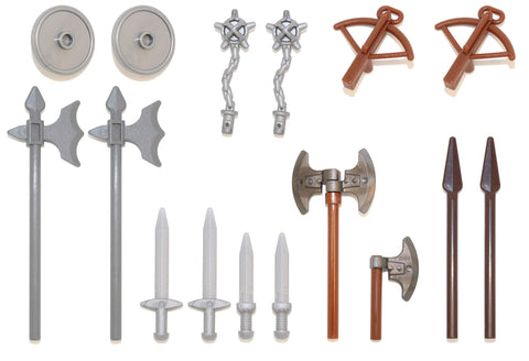 LEGO Castle Knights Weapons Pack (Halberds, Swords, Mace and Chain, Axes, Spears, Shields, Crossbows)