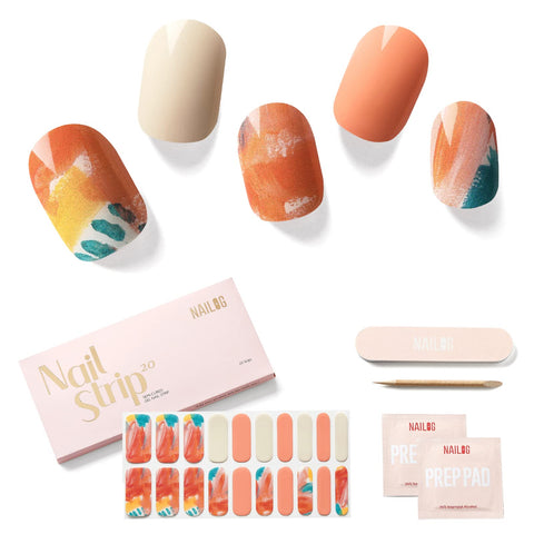 NAILOG Semi Cured Gel Nail Strips (20 Extra Long Stickers/Wraps) | Buy 2 Get 1 UV Lamp| Glossy & Long Lasting Soft Gel Finishing, Masterpiece