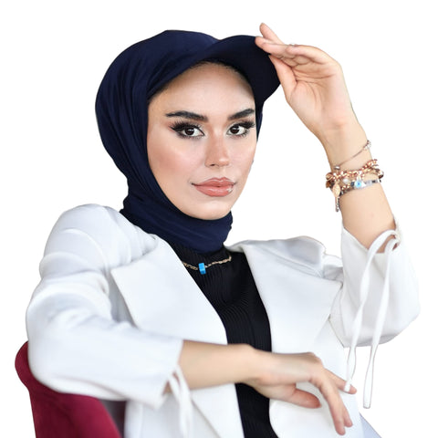 para life Turban Hat-Turbans For Women-Hijab For Women|Hair Wraps-Head Wraps For Women|Hijab Undercap-Caps-Instant Hijab (Turban Hat With Shawl, Navy Blue)