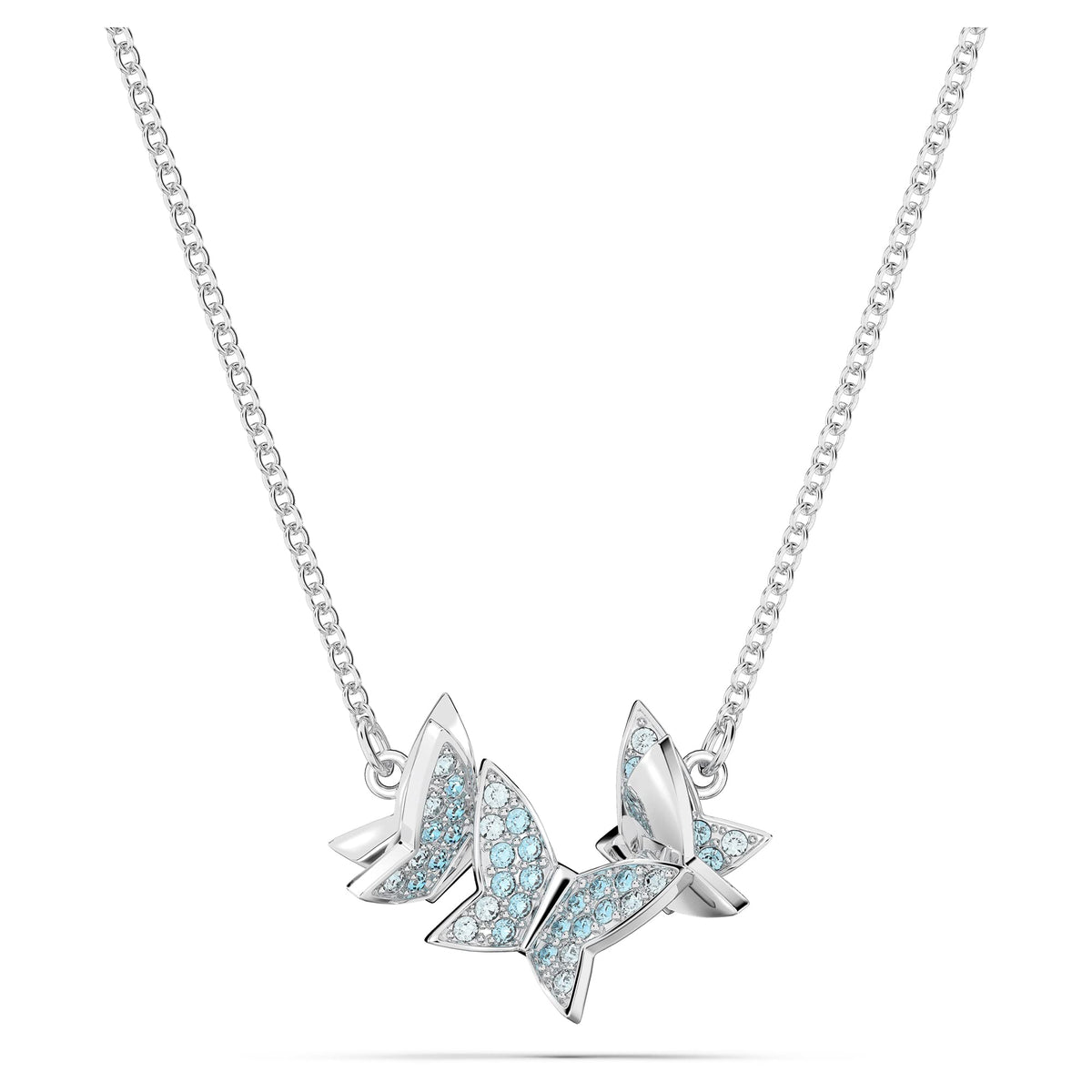 Swarovski Lilia necklace, Butterfly, Blue, Rhodium plated