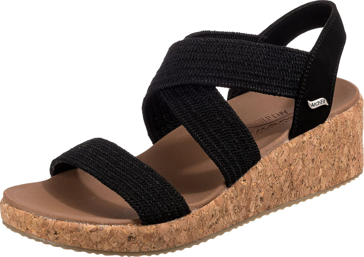 Skechers Women's Arch Fit Beverlee-Love Stays Wedge Sandal, Black, 10