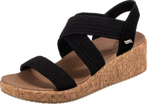 Skechers Women's Arch Fit Beverlee-Love Stays Wedge Sandal, Black, 10
