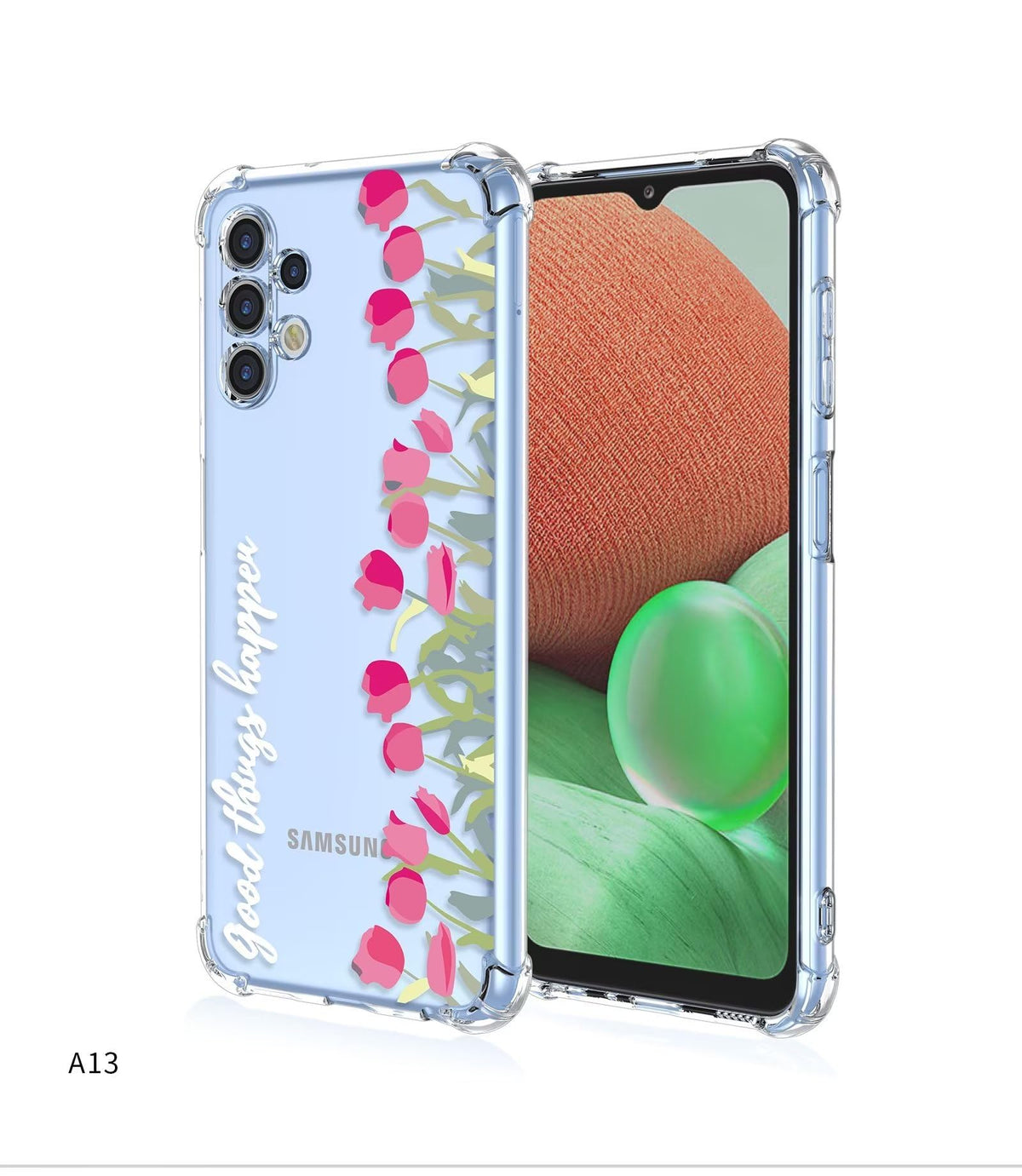 ATISIJIE Flower Case for Samsung Galaxy A32 5G/M32 5G, Clear Floral Flower Pattern Print Design Soft TPU Case Shockproof Girl Women Phone Cover-A13