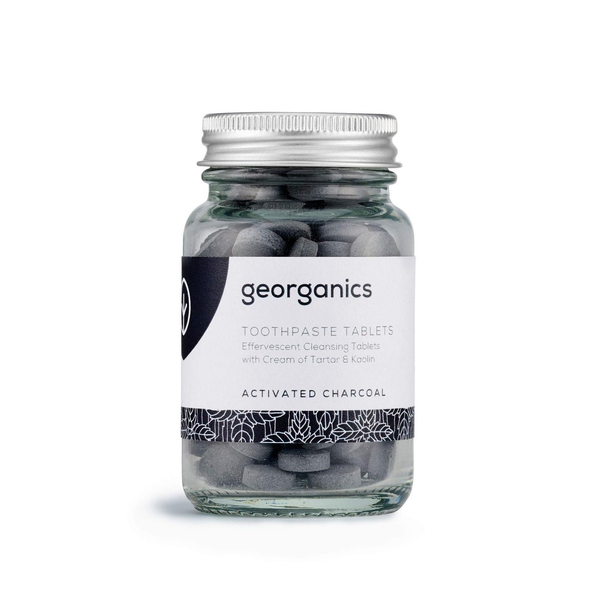 Georganics Mineral Toothtablets - Natural Effervescent Cleansing Tablets with Kaolin Clay - Vegan, SLS, Cruelty and Fluoride Free - Charcoal - 120 Tablets