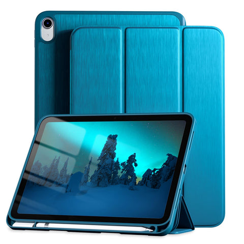 Dirrelo Compatible with iPad 10th Generation Case 2022, Soft TPU Protective Case with Pencil Holder, Trifold Stand Cover Designed for iPad 10.9 Inch, Auto Sleep/Wake, PeacockBlue