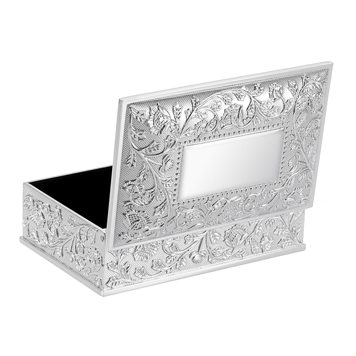 Hipiwe Rectangular Silver Jewelry Box Small Trinket Storage Box Deluxe Treasure Chest Case Earring Ring Necklace Organizer Decorative Keepsake Box Christmas Gift for Women Girls