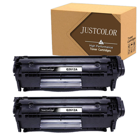 JUSTCOLOR Compatible Toner Cartridges Replacement for HP 12A Q2612A to use with 1020 1012 1022 1018 1010 3015 3030 3050 3052 M1120 Printer (Black, 2-Pack)
