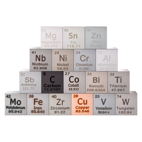 Poggapp 18 Pieces Metal Element Cubes Density Cube Set for a Periodic Table of Elements Collection