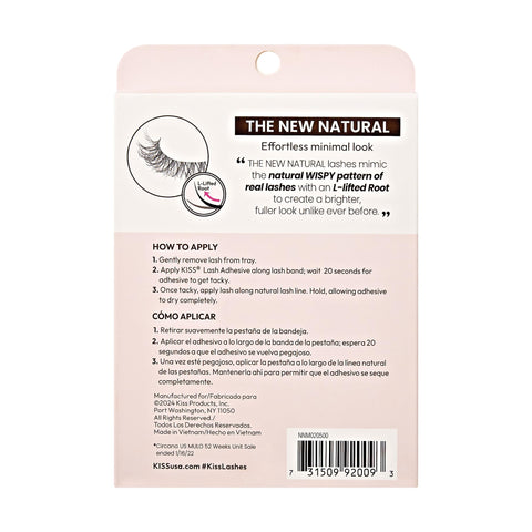 KISS The New Natural, False Eyelashes, Nude Blazer', 12 mm, Includes 4 Pairs Of Lashes, Contact Lens Friendly, Easy to Apply, Reusable Strip Lashes