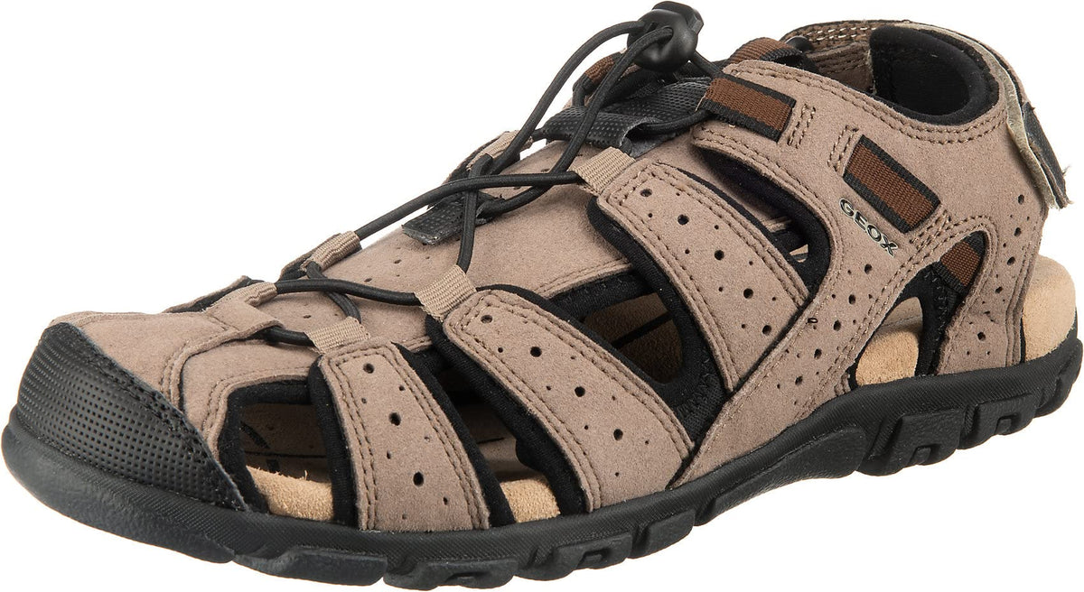 Geox Men's Uomo Sandal Strada B Closed Toe, Grey Taupe Black C6088, 13