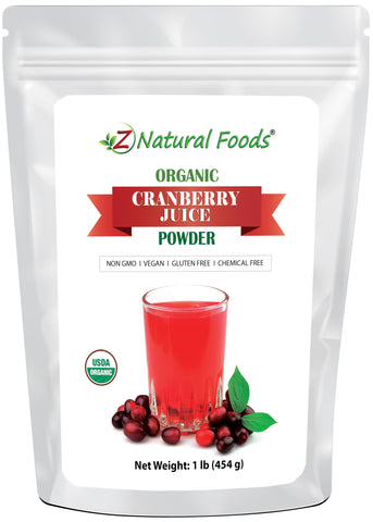 Z Natural Foods Organic Cranberry Juice Powder, Nutrient-Packed Superfood Powder, Perfect for Smoothies, Tea, Juice, Cooking, and Baking, Vegan, Non-GMO, Gluten-Free, 1 lb