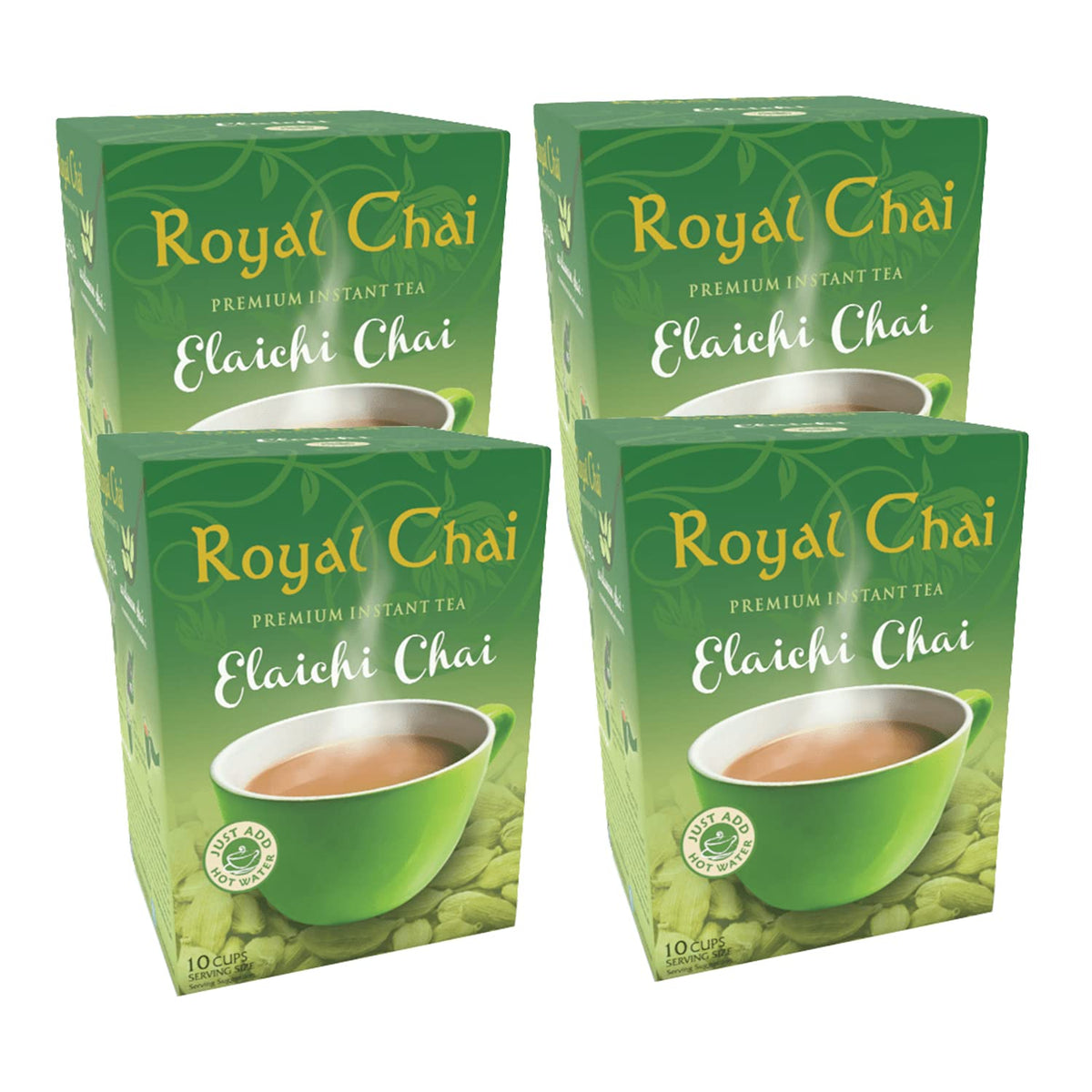 Royal Chai Elaichi Sweetened 220g (Pack of 4) - Premium Instant Tea - Cardamom Tea - Natural - Instant Cardamom Indian Tea