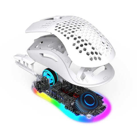 ciciglow Wired Gaming Mouse, X600 Wired USB Computer Mouse, 8000DPI RGB Backlight Corded Mouse for Computers Gaming Devices, 6 Programming Buttons, Office and Home Mice (White)