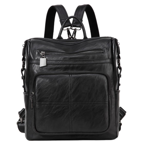 VASCHY Backpack Women, Convertible Fashion Backpack Vegan Leather Shoulder Bags Rucksack Handbags for Ladies/Work/Travel/College,Black