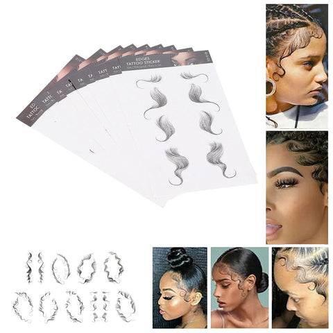Hair Edges Tattoo Stickers 9 Styles Fashion Temporary Hair Tattoos Waterproof DIY Hairstyling Hair Stickers Fake Hairline Sticker for Women