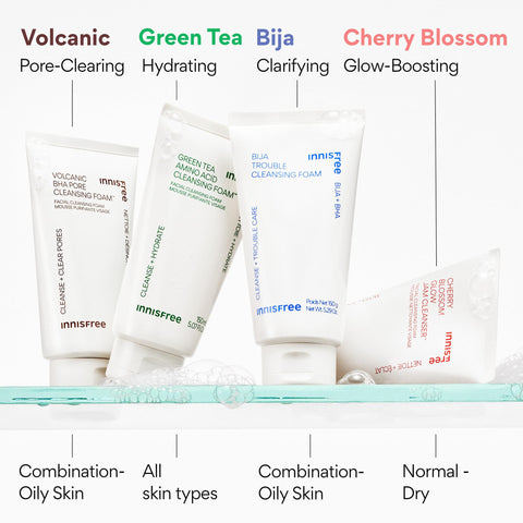innisfree Green Tea Amino Acid Cleansing Foam, Sulfate Free, Korean Hydrating Face Cleanser with Gentle Foam