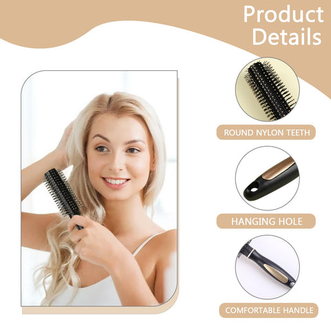 1PCS Round Hair Brush Rubber Blow Dry Hair Brush Black & Champagne Roller Brush for Hair Blow Dry Hair Styling Tools Hair Dryer Brush Hair Styling Appliances