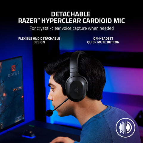 Razer Barracuda X Wireless Gaming & Mobile Headset (PC, Playstation, Switch, Android, iOS): 2.4GHz Wireless + Bluetooth - Lightweight - 40mm Drivers - Detachable Mic - 50 Hr Battery - Black