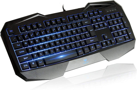 Beastron SI-859 Wired RGB Backlit Gaming Keyboard, LED 104 Keys USB Ergonomic Wrist Rest Spill-Resistant Design, Ultra-Slim Quiet Mechanical Feeling Keyboard for Windows PC Gamers, Black