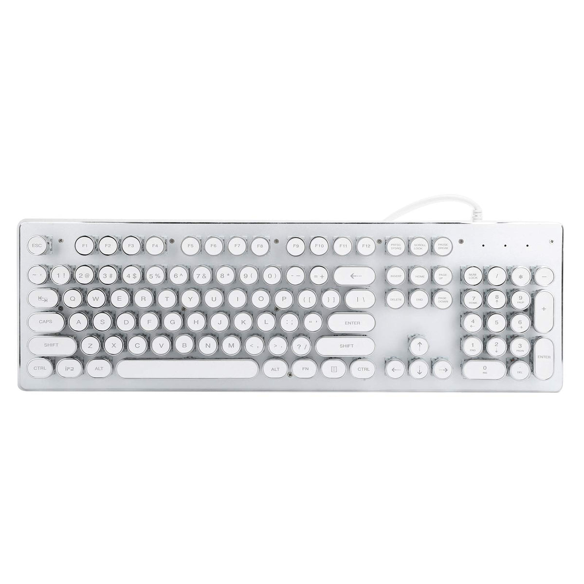 gernie Gaming Keyboard Retro Mechanical Keyboard Mixed Light Wired Keypad Green Switch Key Click for Playing Game Esports, Wireless Keyboard for Pc (White), gerniefa8qeycmwn-11