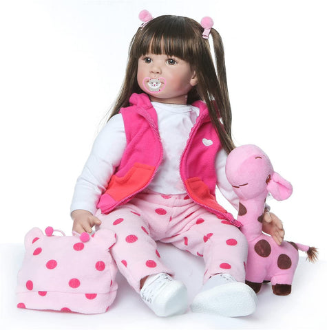 TERABITHIA 24inch 60cm Lifelike Big Size Silicone Vinyl Reborn Toddler Princess Girl Doll Stuffed Cloth Body Newborn Dolls Child Xmas Birthday Gift