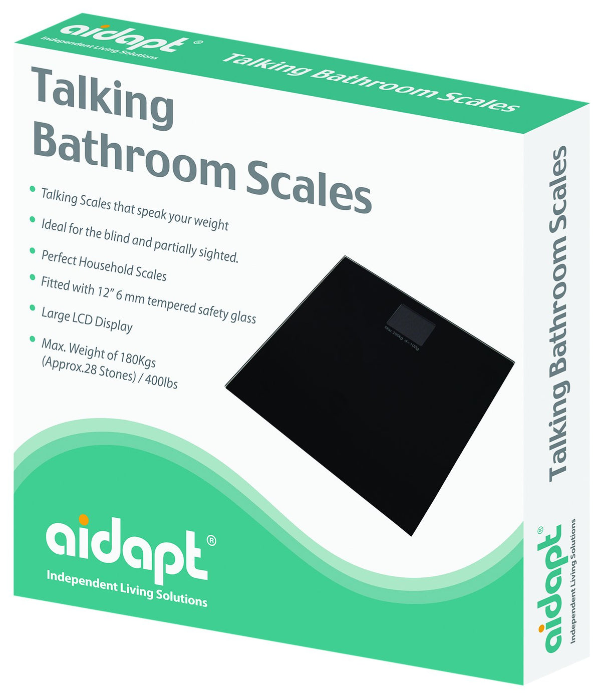 Aidapt Talking Bathroom Scale Ideal for Partially Sighted/Blind, Clearly Announces Weight (Black)