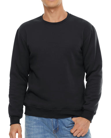 TACVASEN Mens Sweatshirts Crewneck Fleece Pullover Sweater Plain Work Jumper Winter Comfy Warm Sweatshirt Black,XL