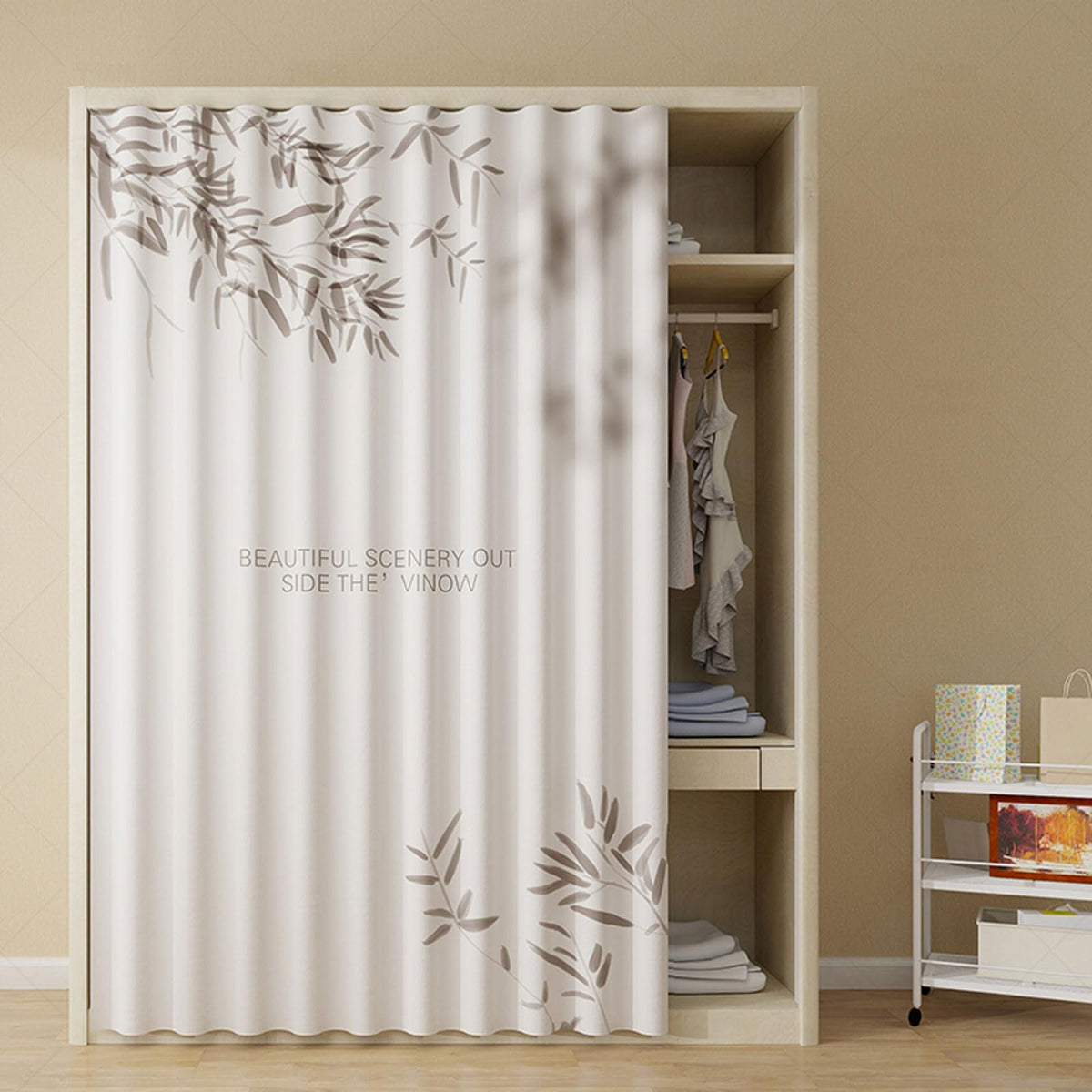Chaoyilian Cabinet Curtains For Shelves,Privacy Closet Curtain,Cabinet Curtains,Dust-Proof Window Shades Doorway Curtain,Self Adhesive,Light Blocking,for Shoe Cabinets,Cabinets,Washing Machine,Shelf