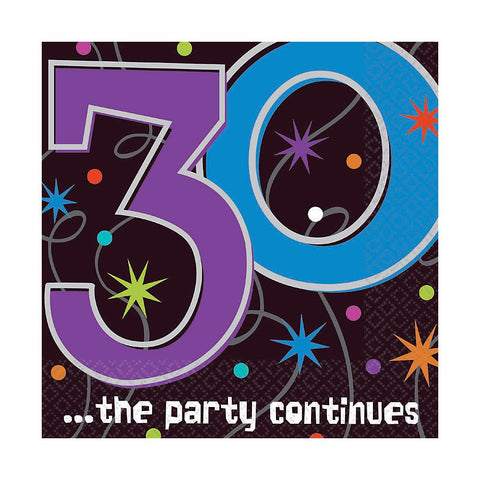 The Party Continues 30th Birthday Napkins - Party Supplies