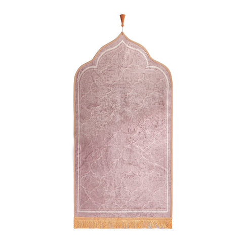 Islamic Prayer Rug with Tassels, Muslim Janamaz Sajada, Large Wide Velvet Prayer Mat Turkish Arabic Portable Praying Mat Carpet for Men Women Eid or Ramadan Gift