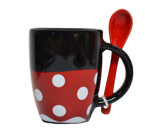 Disney Minnie Mouse Classic Polka Dot Dress Espresso Cup with Spoon