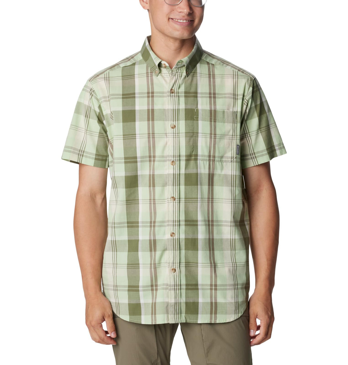 Columbia Men's Rapid Rivers II Short Sleeve Shirt, Sage Leaf Multi Plaid, Medium