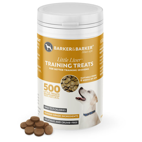 Barker and Barker Little Liver Dog Training Treats - Low Fat, only 0.3kcal per treat. Human Grade, NO Potato, NO Rice, Grain Free. Suitable from 8 weeks (500 treats - pot)