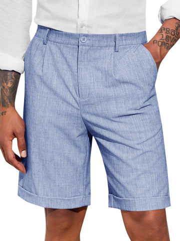 PASLTER Mens Dress Shorts Chino Golf Shorts Casual Work Lightweight Summer Shorts Blue