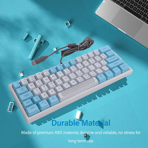 ciciglow Wired RGB Keyboard, RGB Backlight 1.5m/4.9ft 62 Keys Mechanical Gaming Wired Keyboard Sensitive Operation Quick Response