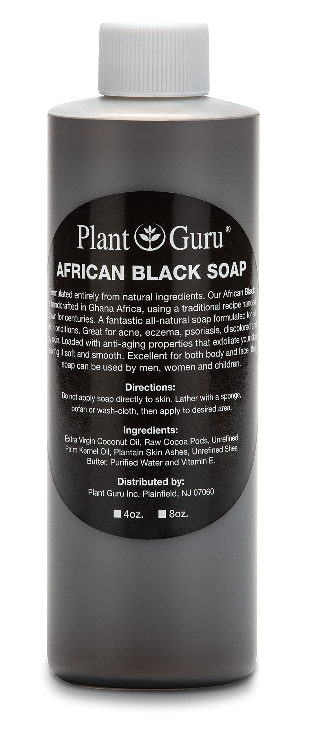 African Black Soap Liquid 8 oz. 100% Raw Pure Natural From Ghana. Acne Treatment, Aids Against Eczema & Psoriasis, Dry Skin, Scars and Dark Spots. Great For Pimples, Blackhead, Face & Body Wash