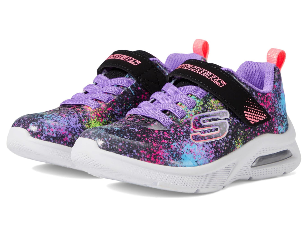 Skechers Girls Microspec Max Sneaker, Black/Multi, 11.5 Little Kid