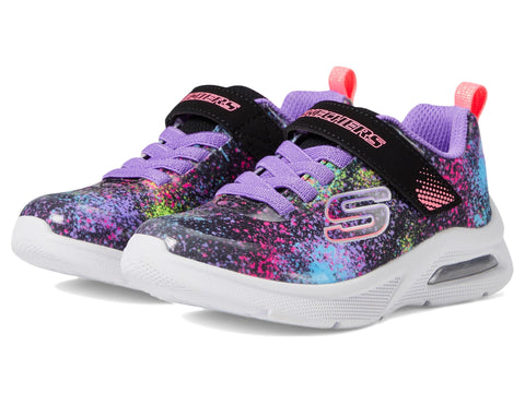 Skechers Girls Microspec Max Sneaker, Black/Multi, 11.5 Little Kid