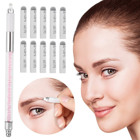 Microblading Pen, Eyebrow Tattoo Pen Permanent Makeup Practice Kit with 10pcs Supplies