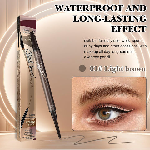 Eyebrow Pencil Magical 2-in-1 Dual,2024 Microblading Eyebrow Pen,Upgrade 3D Waterproof Microblading Eyebrow Pencil Contouring Pen,4-Fork-Tip & Precise Brush-Tip,Natural,Last All Day (Auburn)