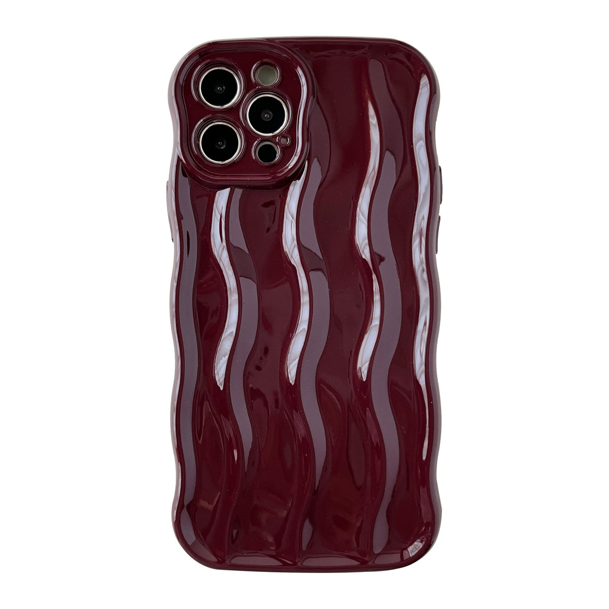 Caseative for iPhone 12 Pro Max Case,Water Ripple Pattern Curly Wave Frame Soft Compatible with iPhone Case (Wine Red,iPhone 12 Pro Max)