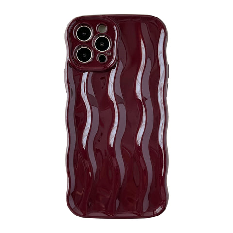Caseative for iPhone 12 Pro Max Case,Water Ripple Pattern Curly Wave Frame Soft Compatible with iPhone Case (Wine Red,iPhone 12 Pro Max)