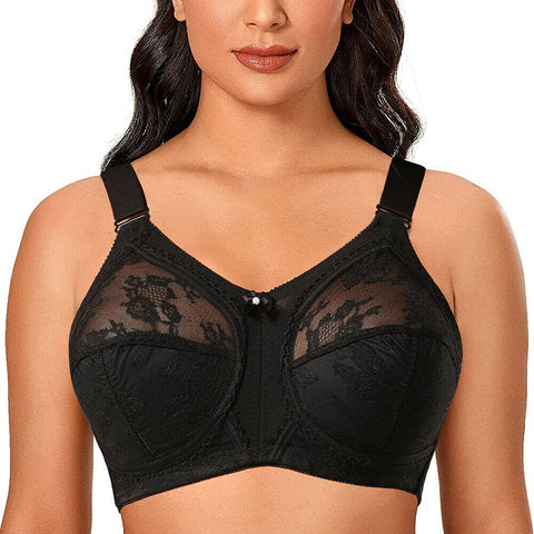 Ayigedu Ladies Plus Size Bra Minimiser Full Coverage Firm Hold Non Padded No Wired 42GG Black