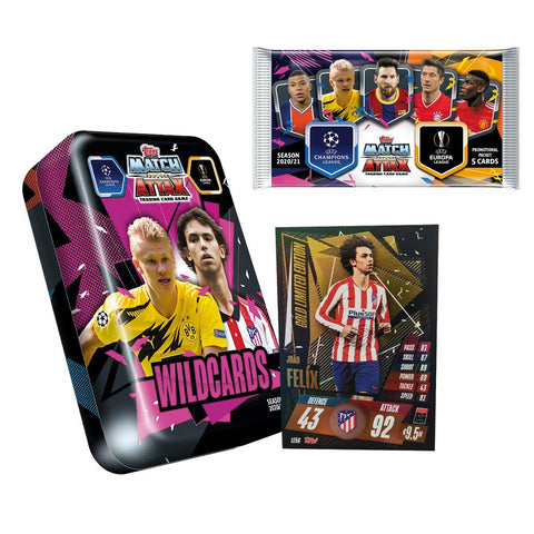 Match Attax 2020-21 Topps Champions League Cards - Mega Tin + 1 Bonus Promo Pack (55 Cards, 15 Exclusive Cards + LE Gold Neymar Card) (Wildcards)