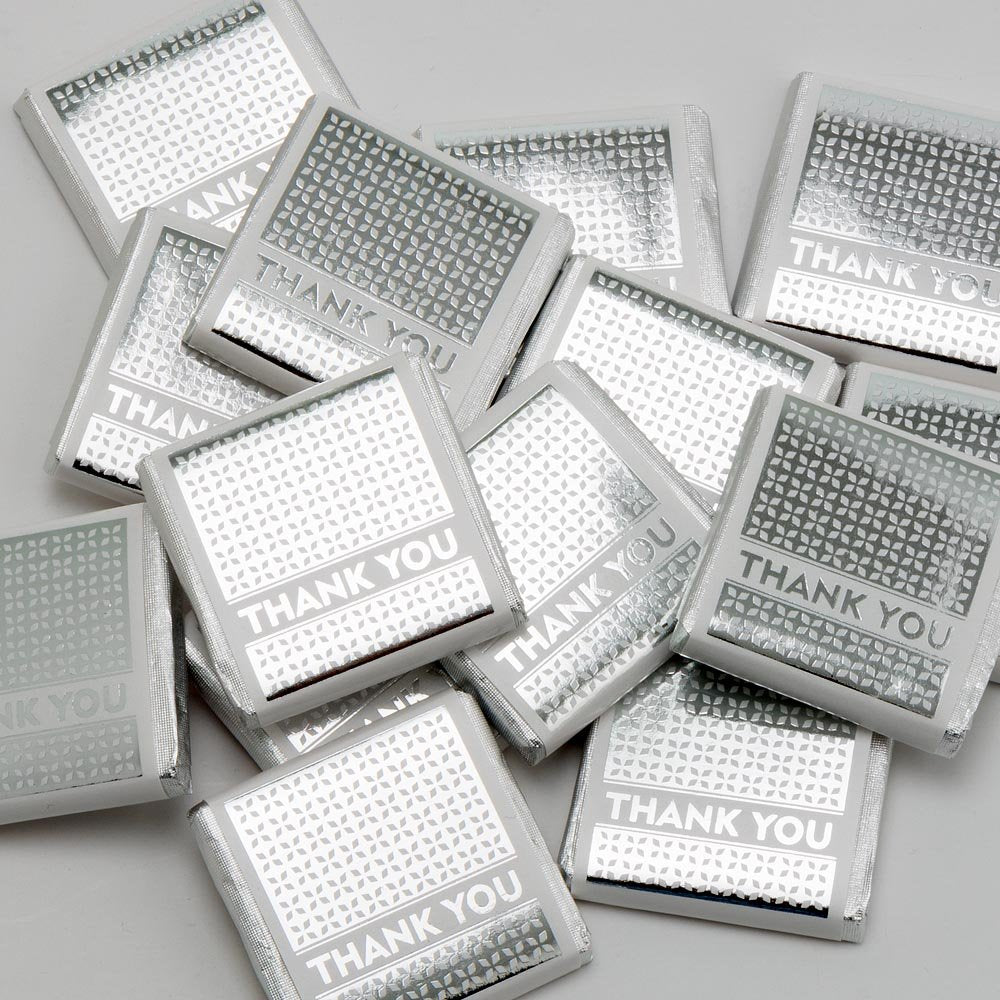 Silver Thank You Chocolate Neapolitans - 50 Pack